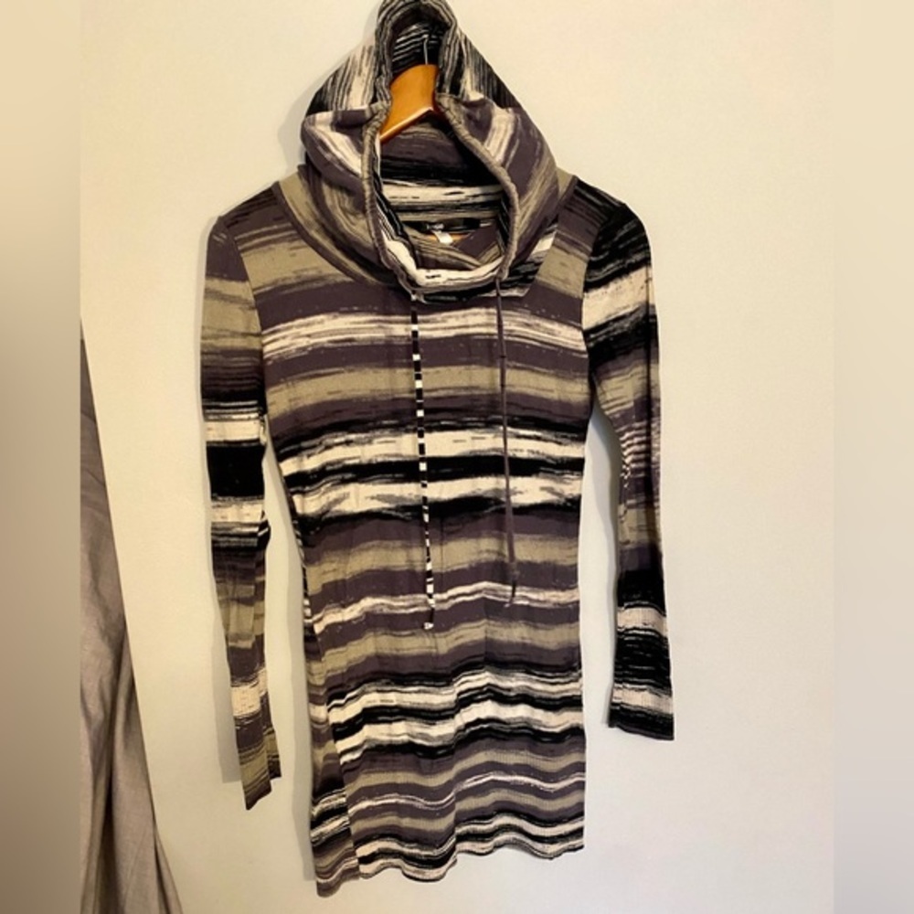 Y2K Vintage 2000s Kensie Sweater Dress Hood Cowl Neck Size Small - Picture 8 of 9